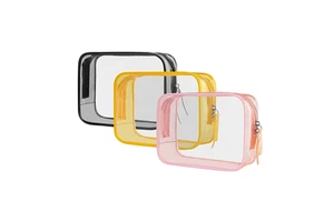 Custom Logo Women Clear Plastic Makeup Bags Cosmetiquera Travel Organizer Toiletry Bags Transparent Cosmetics Pouch with Zipper