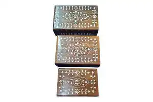 Set of Three Wooden Handcrafted Jewelry Organizers for Christmas Rings Necklaces & Cosmetics