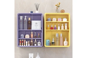 Large Wall Mounted Multifunctional Plastic Rectangle Waterproof Cosmetic Makeup Storage Box