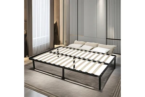 Flat Pack Bed Frame Cadre De Lit Plat En Fer Laminé, Cadre De Lit Portable, Taille Queen, Chambre A Coucher, Bon Marché