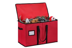 Foldable Christmas Character Storage Container with Fabric Material Holds 8 Holiday Statues and Decorations