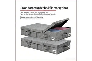 Water Proof Foldable Under Bed Storage Box with Lid Fabric Underbed Organizer with Handles & Label Holders for Clothes Bedding