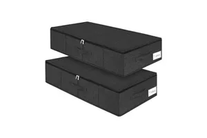 Skymoving New 2pcs Stain Resistant Fabric Storage Organizer Bins With Lid Collapsible Non-woven Under Bed Storage Containers