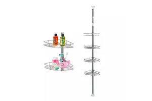 Modern Eco-Friendly Stainless Steel Wall Mounted Folding Waterproof Four-Layer Triangular Design Bathroom Corner Storage Rack