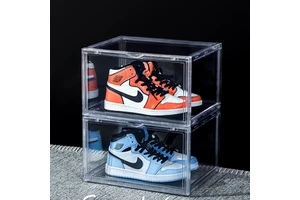 Shoe Box Storage Plastic Acrylic Stackable Shoe Box Storage Organizer Transparent Clear Drop Side Magnetic