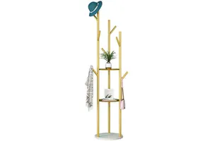 Luxury Iron Coat Stand Rack Portable Organizer Clothing Hanger Coat Stand Rack for Home,Hotel, Entry,Apartment