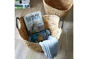 Handcrafted Premium Eco-Friendly Water Hyacinth Storage Basket Strong Handles Woven Multifunction Organizer for Clothes Toys