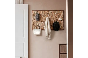 Nordic Wall-mounted Coat Rack with Over 10 Hooks Wooden Entryway Hanging Board Behind Door