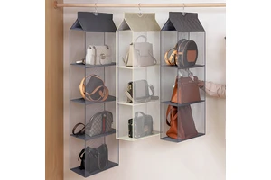 Large Heavy-Duty Non-woven Fabric Mesh Handbag Organizer Purse Storage Bag for Closet with 4 Shelves Storage Bag