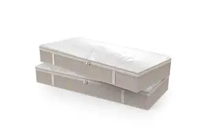 Oyvb-1112 Non Woven 120g Under Bed Storage Bag Collapse and Fold with clear PVC Cap 4 Pack Under Bed Storage Bags