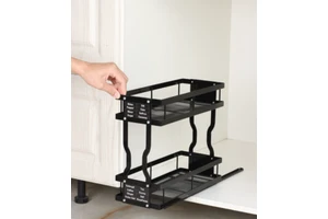 2 Tier Kitchen Cabinet Pullout Slide Drawer Under Sink Organizers and Storage Pull Out Sliding Storage Spice Organizer