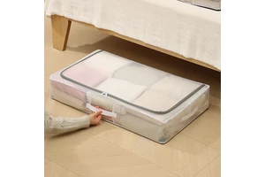 Underbed Clothes Storage Organizer Bin Transparent PVC Foldable Storage Box