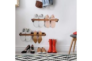 Wall Mounted Durable Solid Wood Unique Design Shoe Storage Organizer and Display Racks for Entryway