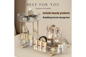 Plastic Rotating Storage Box Vanity Top High-Style Large-Capacity Cosmetic Organizer Multipurpose Rack Skincare Items