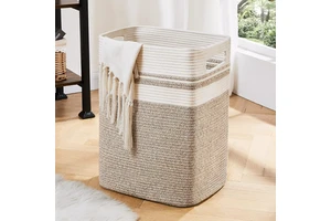 2026 Newest Designed Eco-friendly Beige Felt Woven Storage Basket Handmade Basket for Blankets Living Room Storage Basket