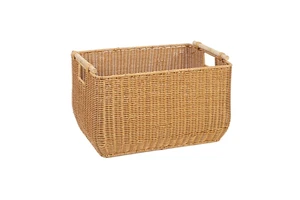 Woven Storage Laundry Basket with Handle Rattan Basket for Clothes Storage