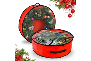Wholesale Large 36" Tear Resistant Wreath Storage Box Containers Christmas Bags Totes With Clear Window 2 Pieces