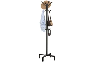 Sturdy 12-Hook Foldable Metal Coat Rack Home Furniture Organizer for Entryway Bedroom Office with Stable Base