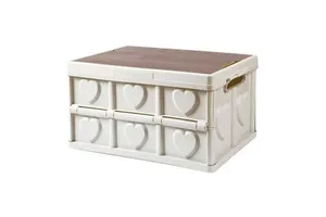 Modern Nordic Style Dust Proof Outdoor Folding Storage Box with Wood Lid PP Collapsible for Camping Outdoor Use
