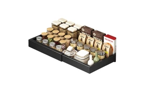 44-68CM Expandable Pull Out Cabinet Organizers With Raising Pad for Framed Cabinets Roll Out Shelves Adhesive