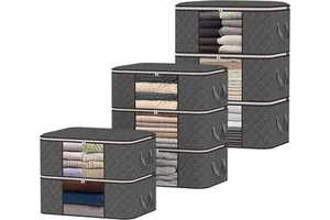 36L Clothes Storage Foldable Clothes Storage Bags Clothing Organizer with Clear Window Sturdy Zipper and Reinforced Handle