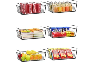 Home Kitchen Organizer Cabinet Metal Wire Hanging Under Shelf Storage Basket