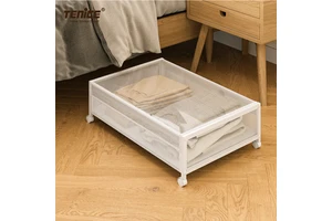 Tenice Under Bed Storage with Wheels, Underbed Storage Containers Rolling Non Woven Drawers with Handle, Metal Shoe Organizers