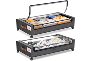 Hot Sale Under Bed Storage Containers with Wheels and Lid Rolling Under Bed Storage Organizer for Clothes Shoe Blanket Toy Book