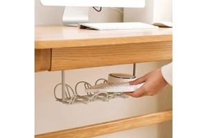 DS4944 Adhesive Socket Storage Rack Wire Cord Power Strip Organizer Shelf Hanging Under Desk Cable Management Tray