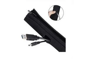 Flexible Dustproof Adjustable Protective Wire Holder Neoprene Cable Wire Management Sleeve With Zipper Hook Loop Cable Cover