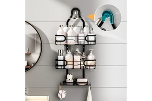 3 Tier Bathroom Shower Shelf Hanging Storage Rack Over Showerhead Shower Caddy With Razor Hooks
