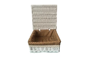 Handmade Wicker Woven Storage Basket with Fabric Lining for Wardrobe Use and Living Room Decor