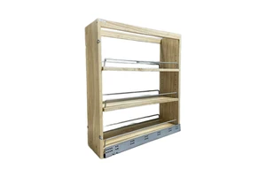 Dual Slide Soft-Close Wooden Pull Out Kitchen Cabinet Rack Base Side Bottom Mount Rails Storage Shelves Organizer