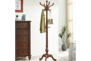 Floor Standing Solid Wood Clothing Coat Rack Modern Simplicity Single Tier Multifunctional Storage Rack for Living Room