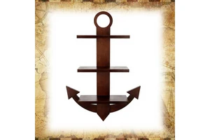 Solid Wood Three-layer Wooden Nautical Wall Frame Anchor Floating Frame Heavy Duty Wall Mounted Storage Rack for Storage Room