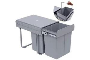 2024 New Kitchen Cabinet Built-In Pull Out Waste Bin Dust Bin Pull Out Trash Can For Kitchen Soft Closing Slide Rubbish Can