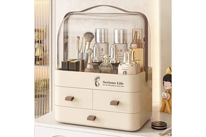 Plastic Cosmetic Storage Box Desktop Dustproof Dressing Table Large-Capacity High-End Skincare Organizer Lipstick Rack