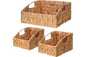 Rattan Storage Baskets, Handwoven Wicker Storage Bins With Built-in Handles, Storage Container Baskets