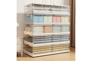 Large Foldable Flexible Under-Bed Organizer Plastic Storage Box With Wheels for Bedroom