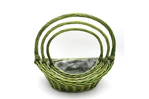 Factory Direct Sales Handmade Woven Picnic Vintage Storage Wicker Basket with Handles