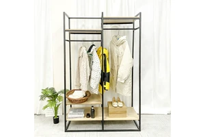 Classic Metal Coat Rack with Wall Clothes Hanger Home Furniture for Clothes Display and Shoes Storage for Laundry Application