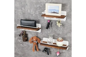 New Design Wood Floating Wall Mounted Shelf Home Decor Wall Storage Organizer for Kitchen Display