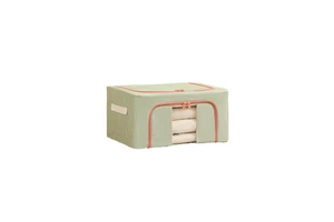 Large foldable Oxford zipper clothes storage box with steel frame