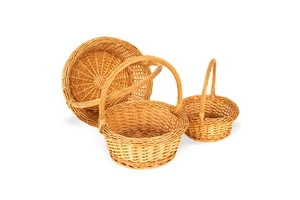 Handmade Oval Circle Natural Willow Organizer Woven Small Basket Set With Handle Big Black Baskets for Gift