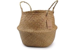 Seaweed plant basket with handle woven willow storage basket