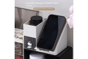 Light Luxury Plastic Rectangle Cosmetic Storage Box Advanced Desktop Large Capacity Transparent Skin Care Nail Polish Dust-proof