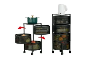 Hot Selling Round Rotatable Vegetable Or Fruit Storage Rack / Basket Practical Trolley For Kitchen