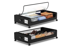 Underbed Storage Containers with Wheels Underbed Shoe Storage Organizer Rolling Under Bed Metal Drawers for Clothes Blankets