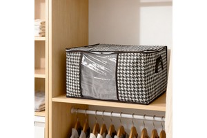 Large Storage Bag with Clear Window - Foldable Nonwoven Organizer for Clothes, Blankets & Seasonal Clothing