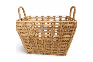 FARAS L Handwoven Water Hyacinth Storage Basket With Handles Natural Woven Organizer Home Decor Eco Friendly Basket